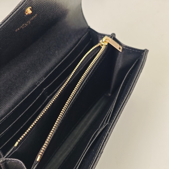 Yves Saint Laurent Quilted Black Clutch with Gold Accent - Picture 9 of 10